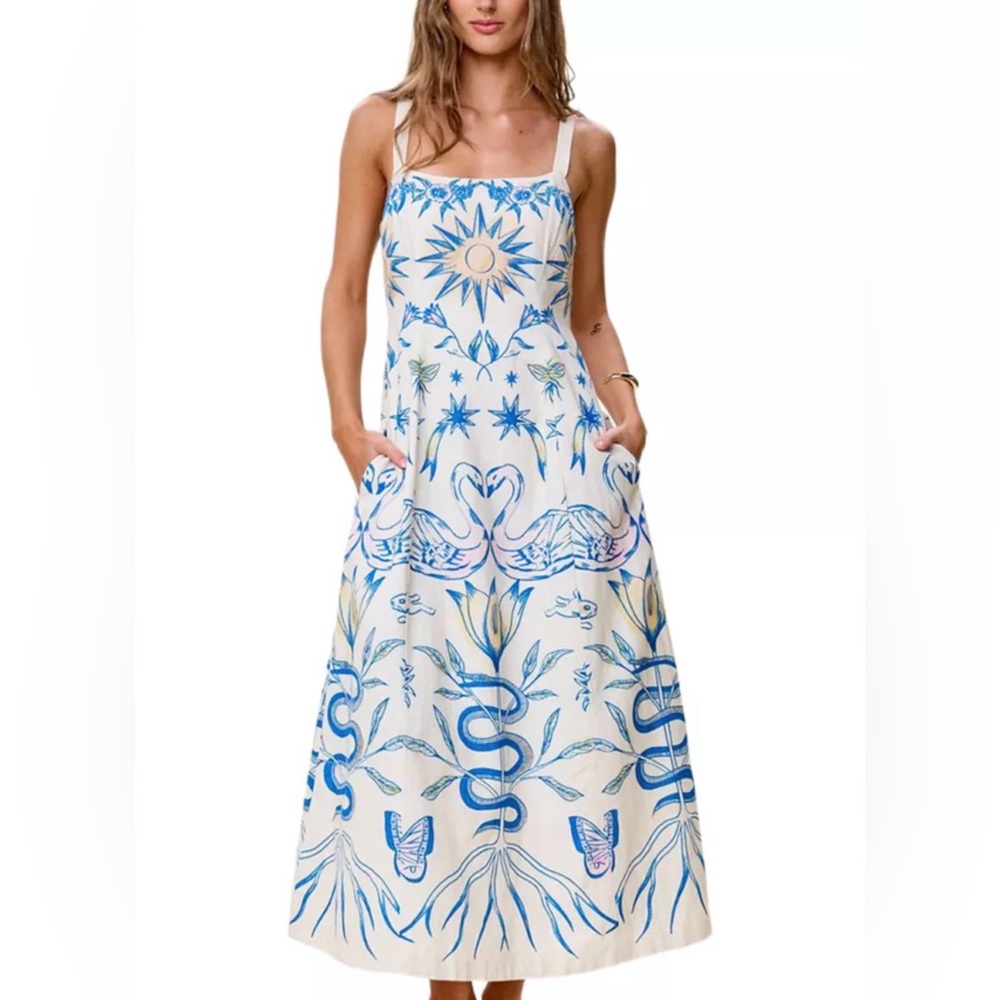 Cleobella- NWT Shelly Maci Dress in Lunada White & Blue Print